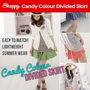 Shoppy Fashionable Candy Colour Divided Skirt