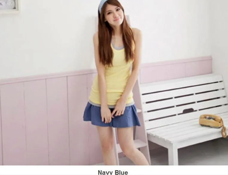 Shoppy Fashionable Candy Colour Divided Skirt