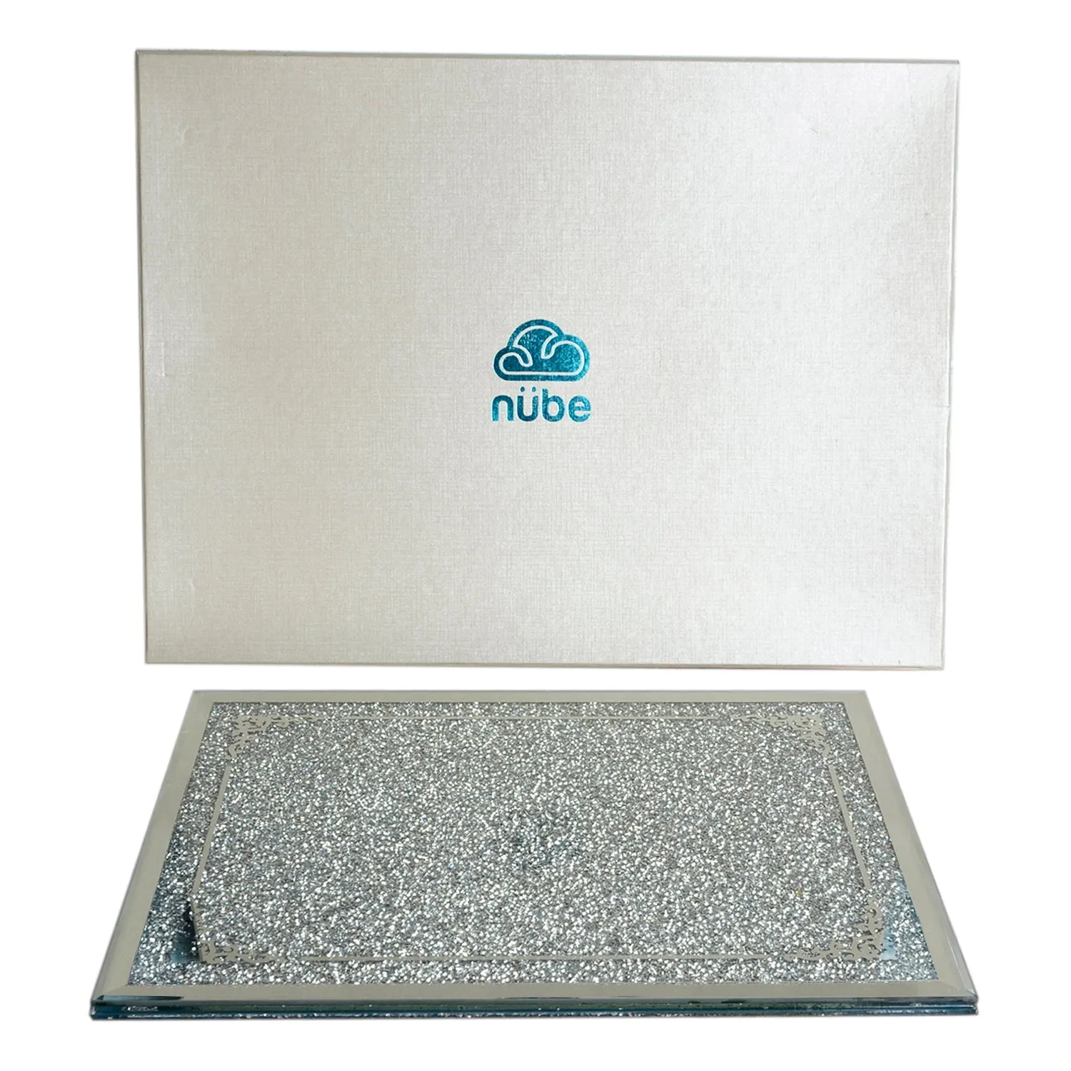 Silver Crushed Diamond Glass Chopping Board in Gift Box