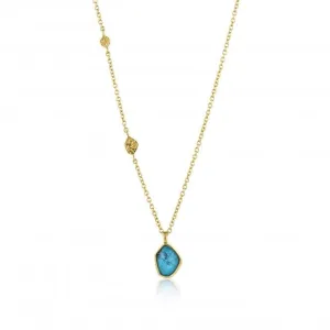 Silver Shiny Gold Plated Turquoise Pendant Necklace N014-02G