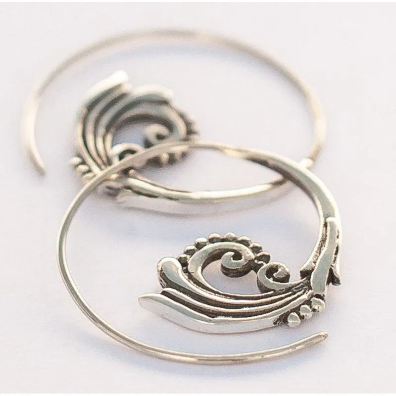 Silver Vine Spiral Earrings