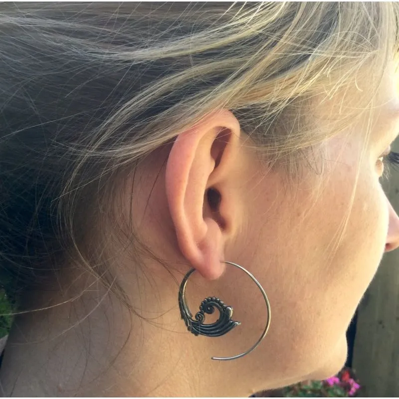 Silver Vine Spiral Earrings