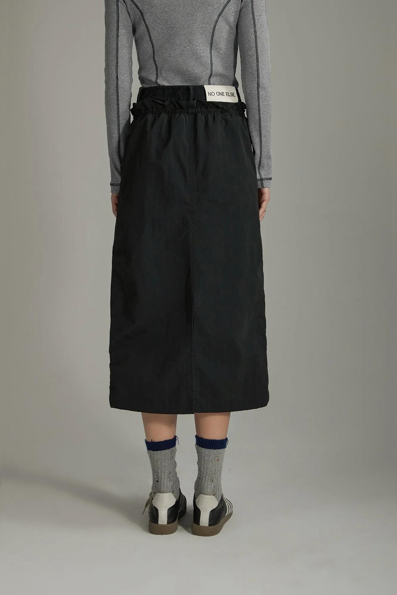 Simple Drawstring Long Skirt