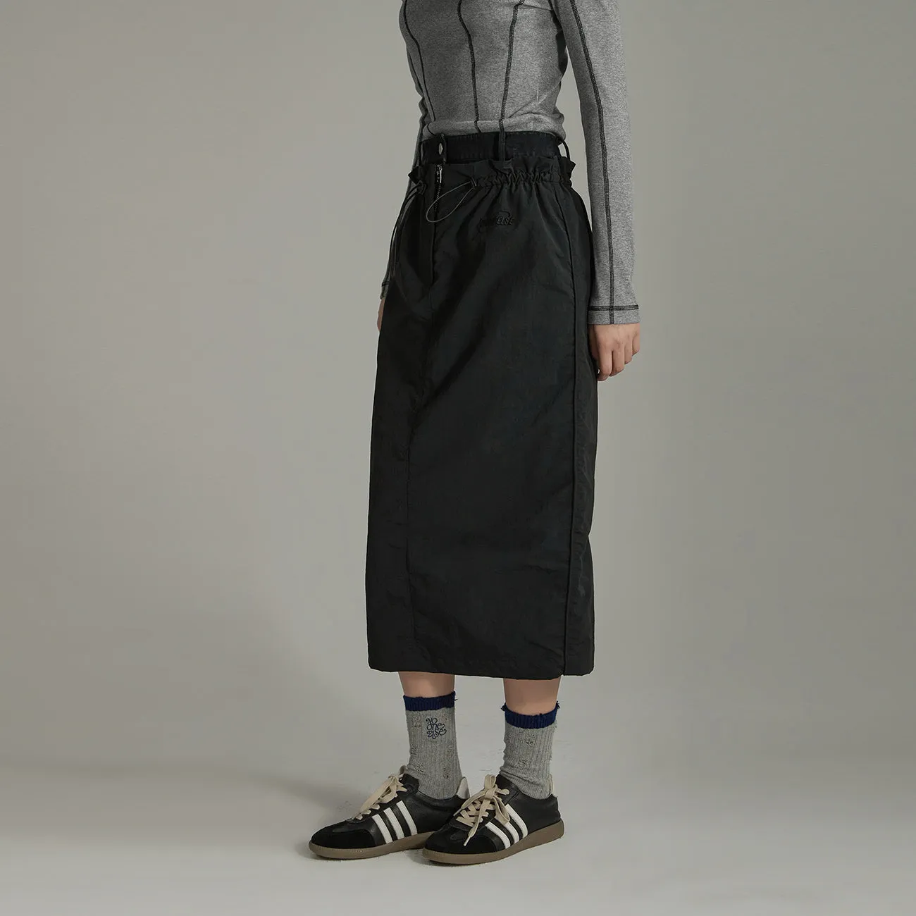 Simple Drawstring Long Skirt