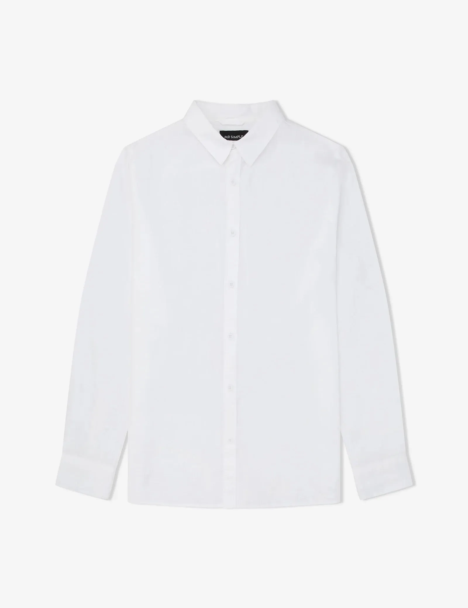 Simple | Linen long sleeve shirt | White