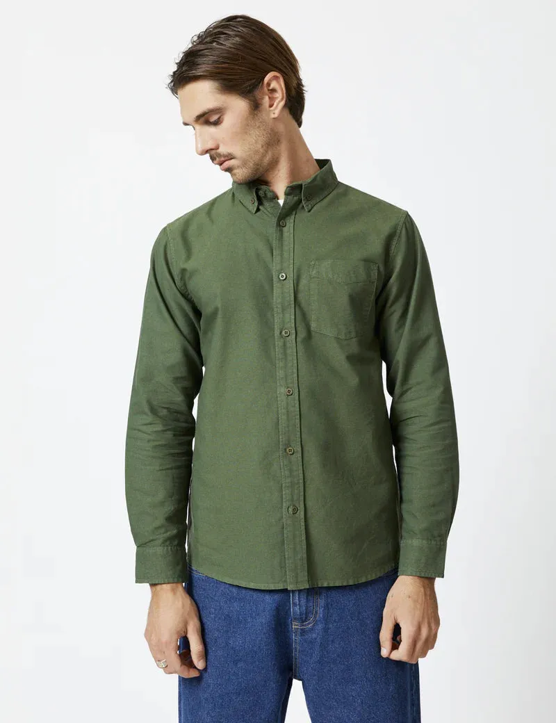 Simple | Oxford Long Sleeve Shirt | Fatigue