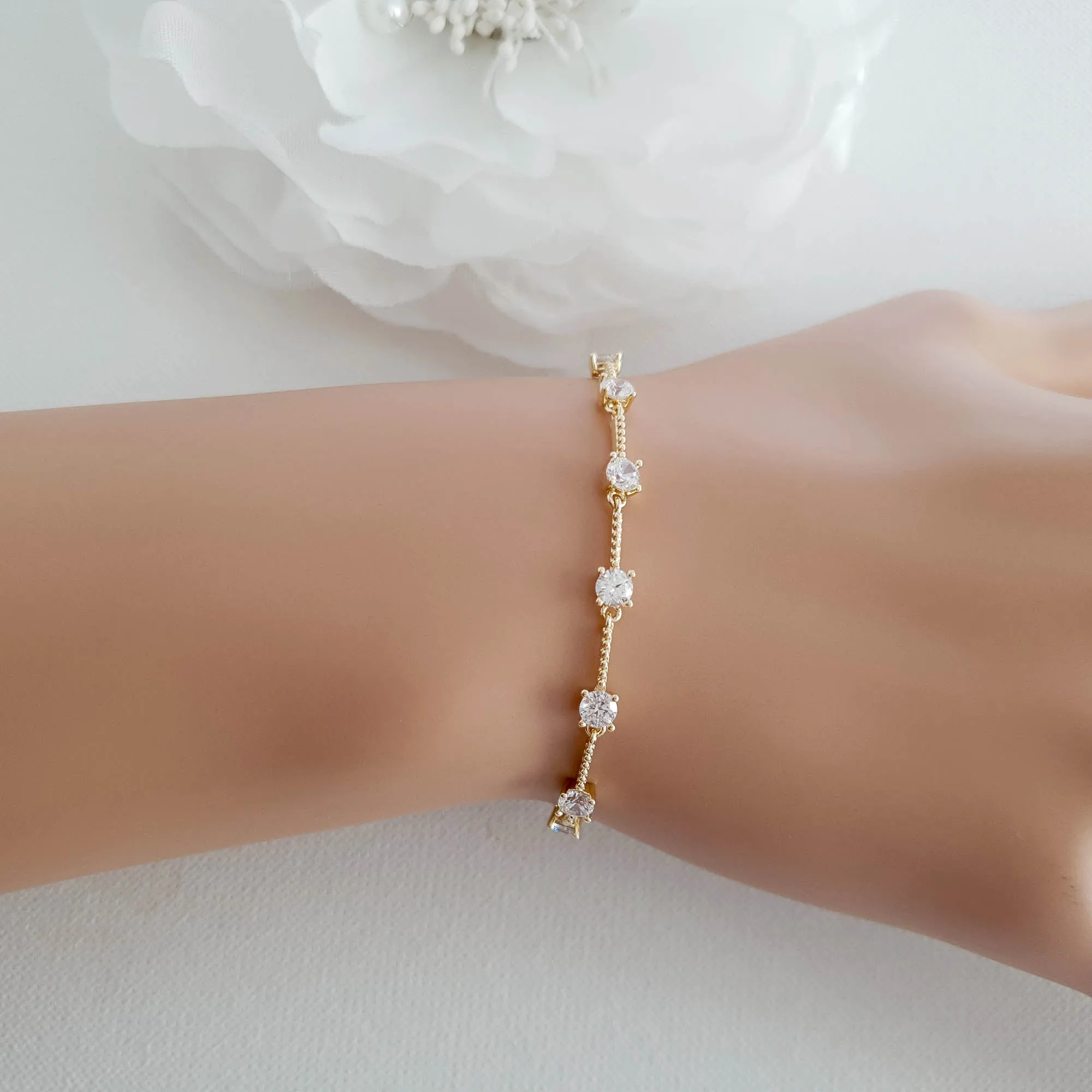 Simple Rose Gold Bracelet for Brides-Ginger