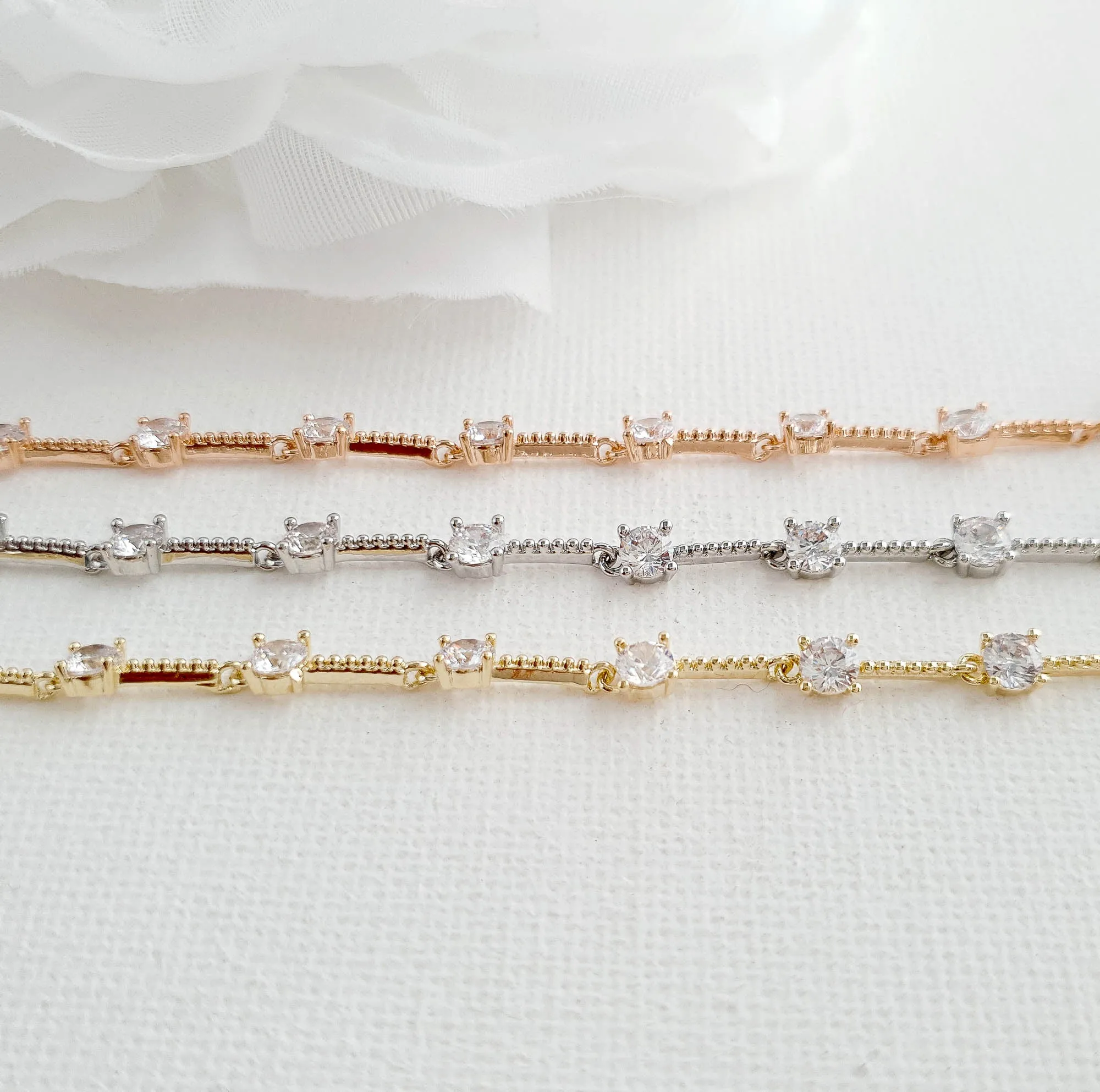 Simple Rose Gold Bracelet for Brides-Ginger