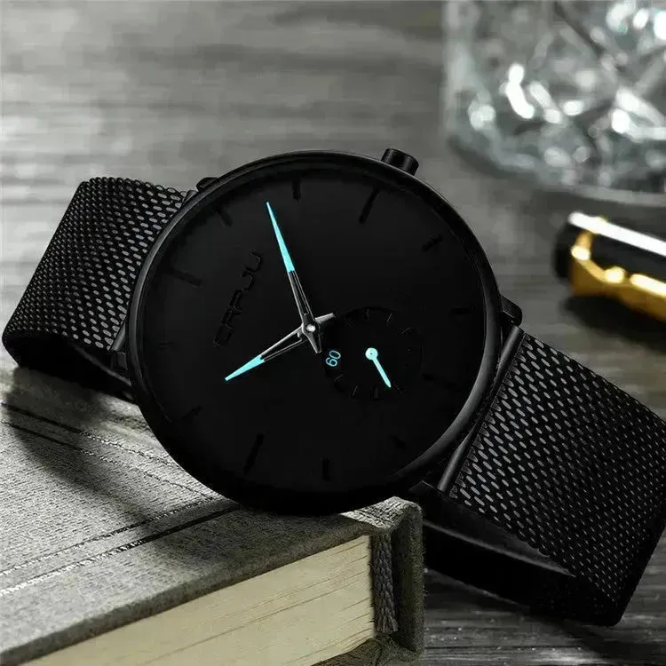 Simple ultra-thin watch round mesh belt watch