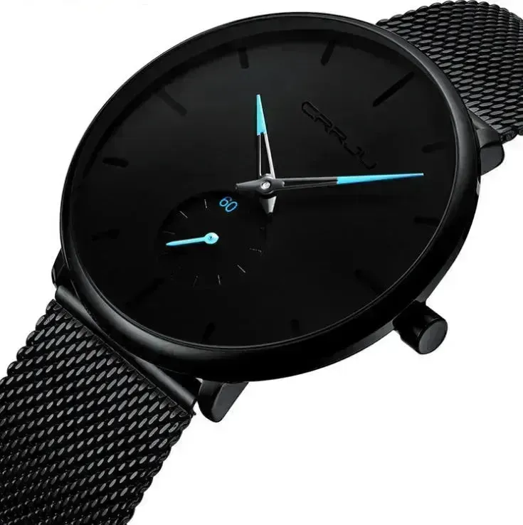 Simple ultra-thin watch round mesh belt watch