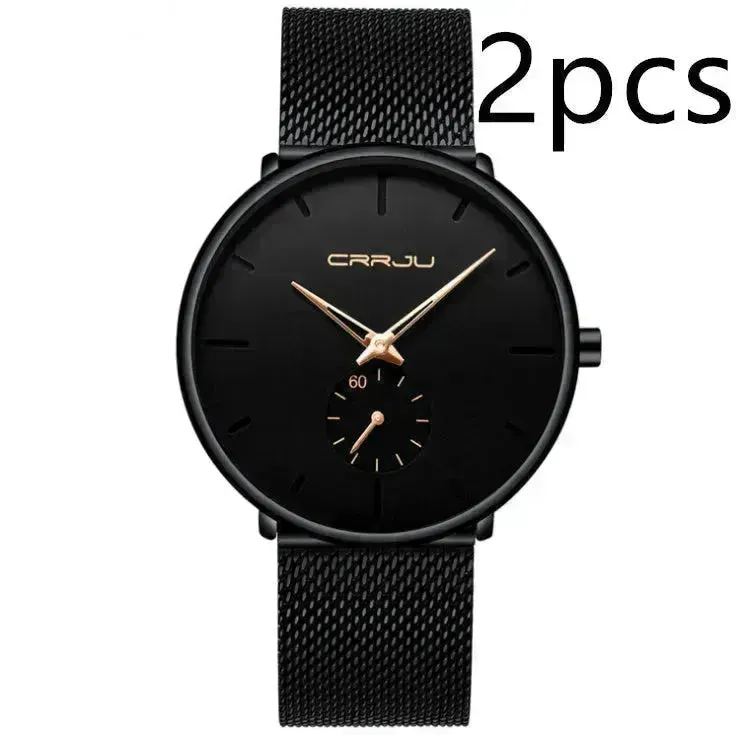 Simple ultra-thin watch round mesh belt watch