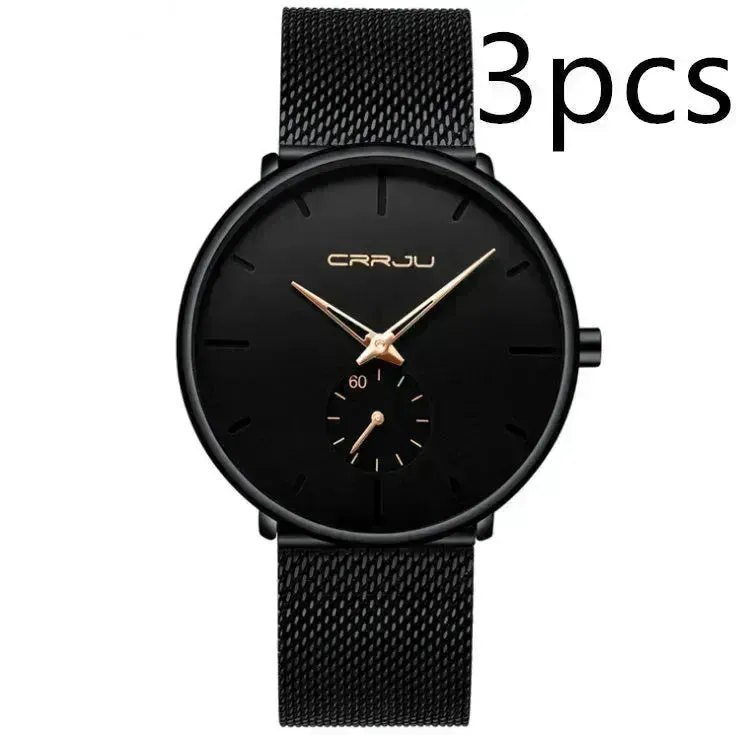 Simple ultra-thin watch round mesh belt watch