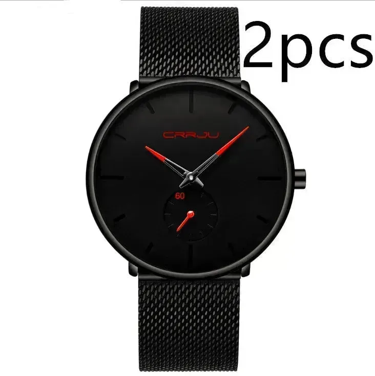 Simple ultra-thin watch round mesh belt watch