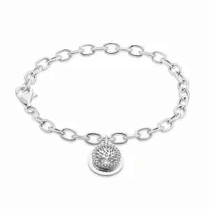 Sterling Silver  Cubic Zirconia 19cm Tree of Life Bracelet