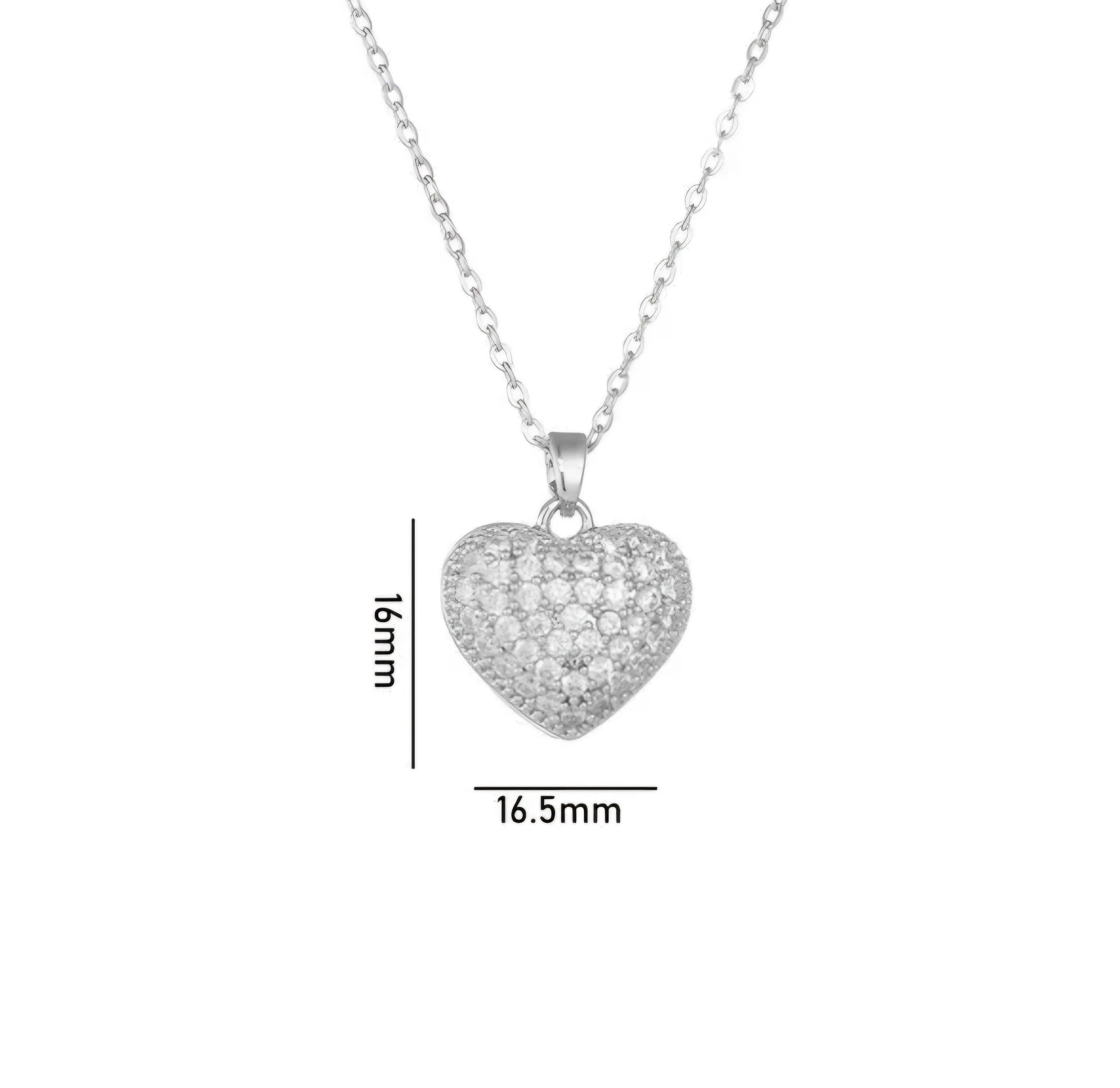 Sterling Silver CZ Heart Pendant Necklace