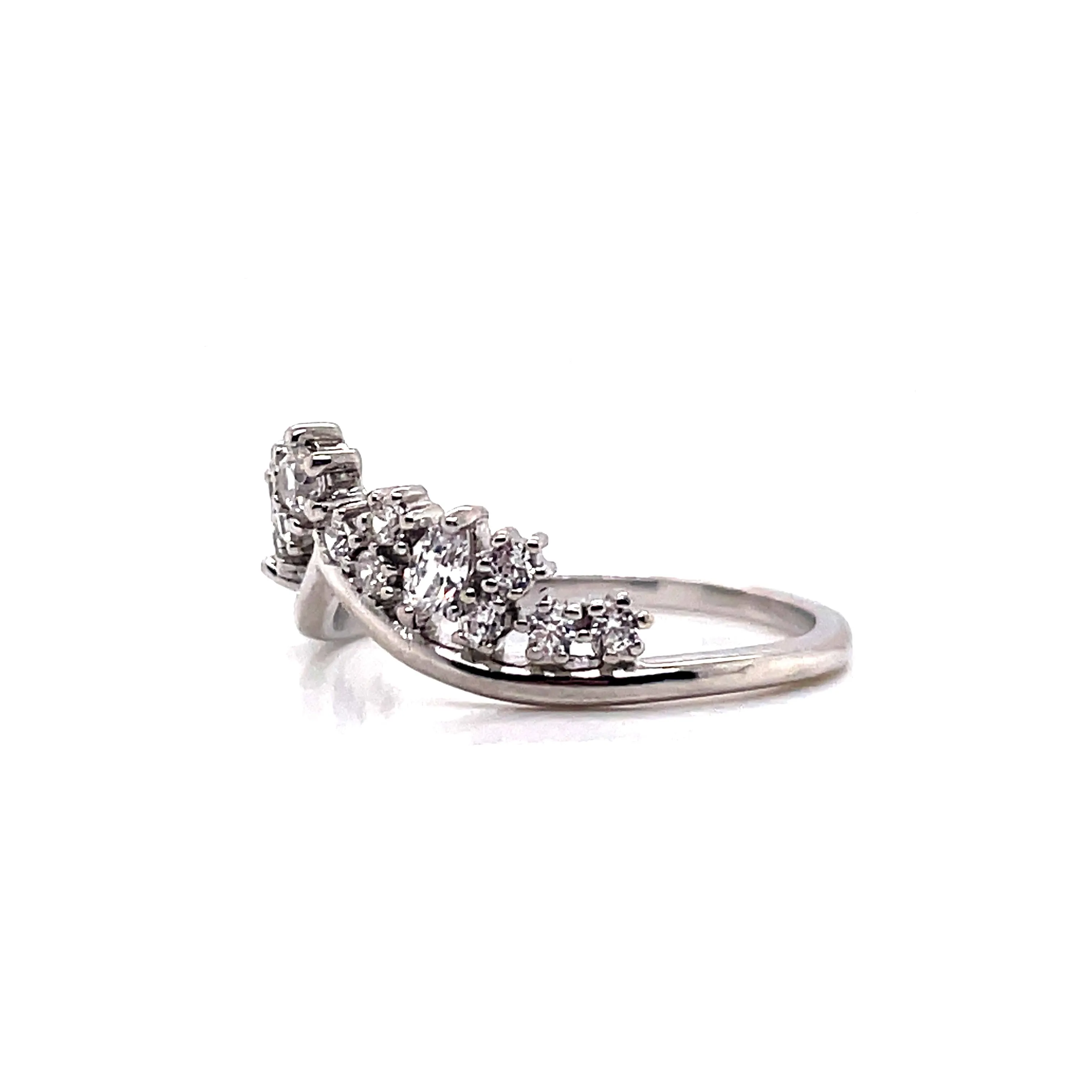 Sterling Silver Sparkling Crown Ring