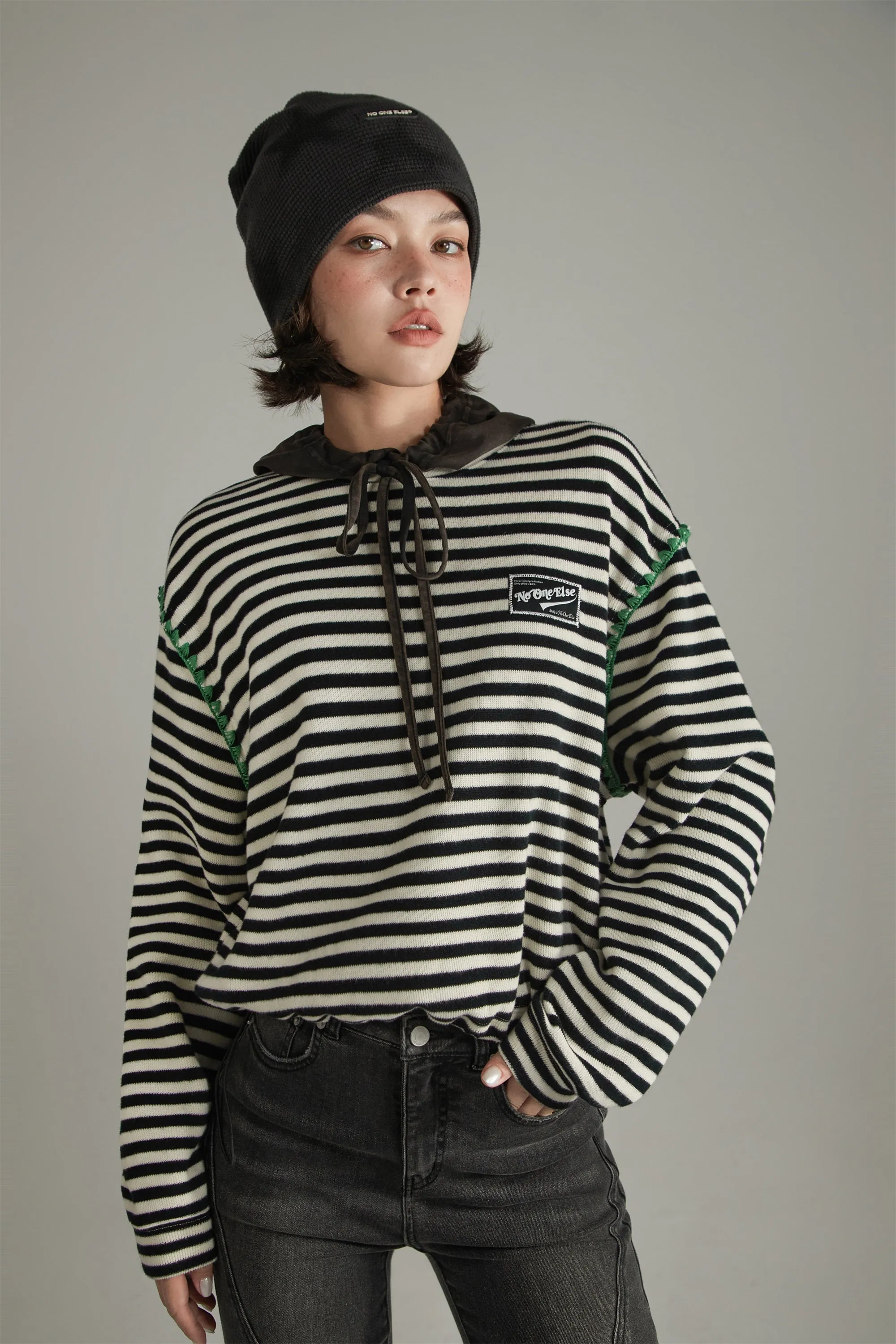 Stitch Stripe Simple Sweatshirt