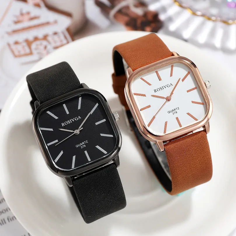 Student Men's and Ladies' Watches Belt Korean Simple Temperamental Ins Style Simple Square Quartz Watch