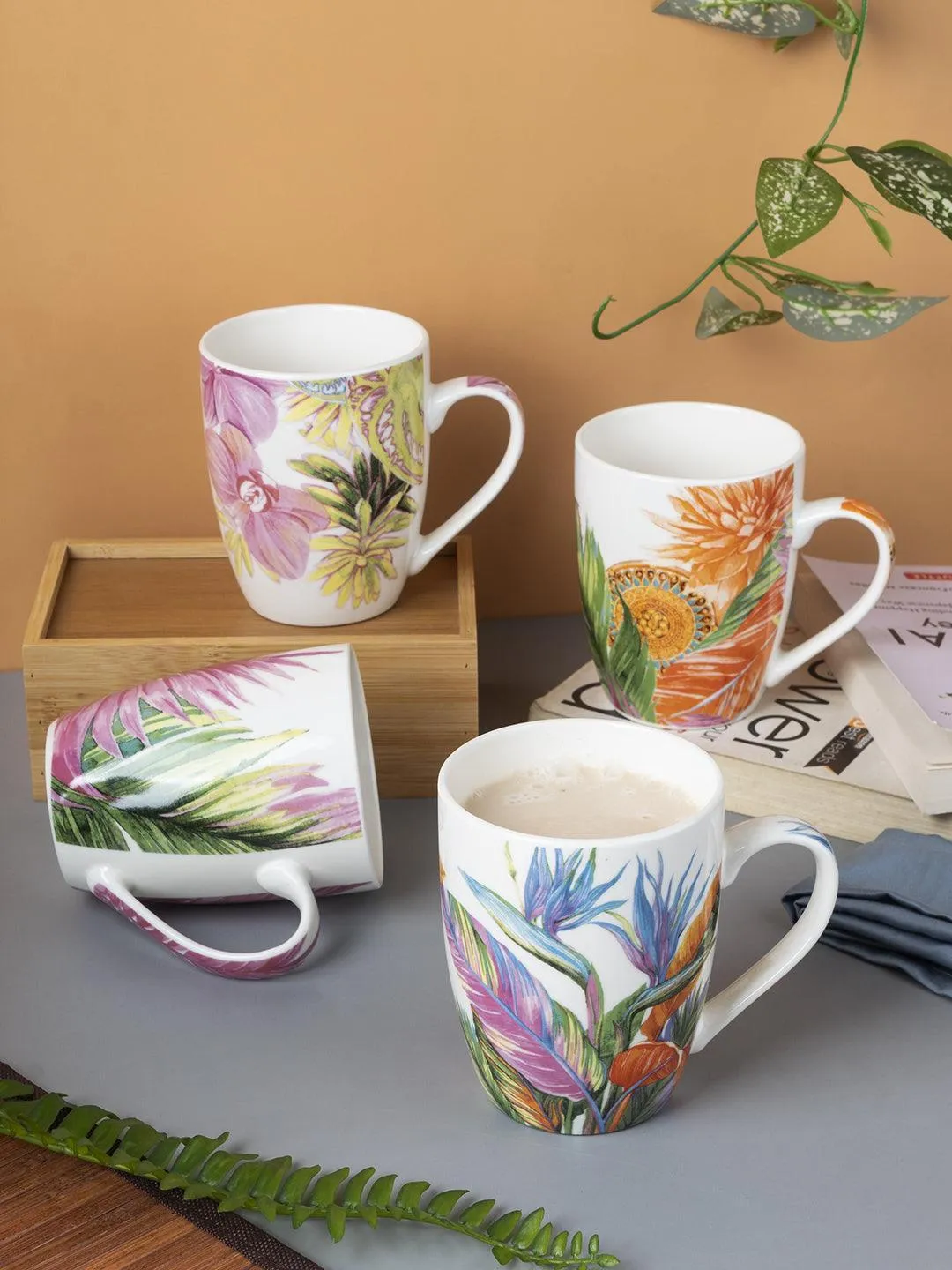 Stylish Floral Creamic Tea & Coffee Mug (350 mL)