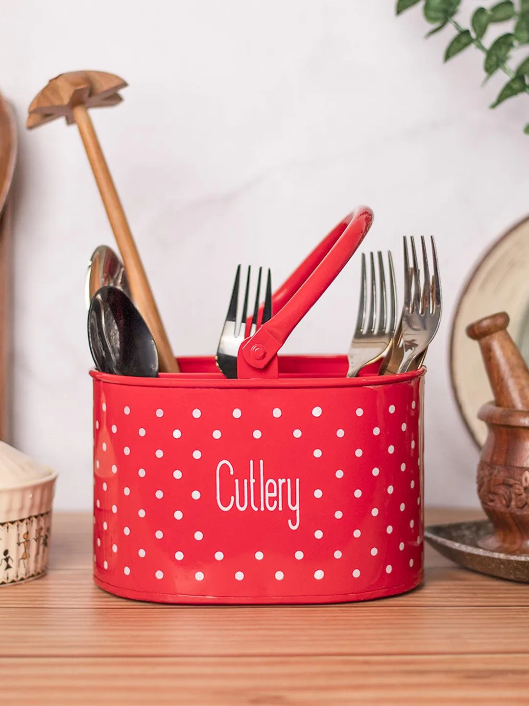 Stylish Red Cutlery Holder