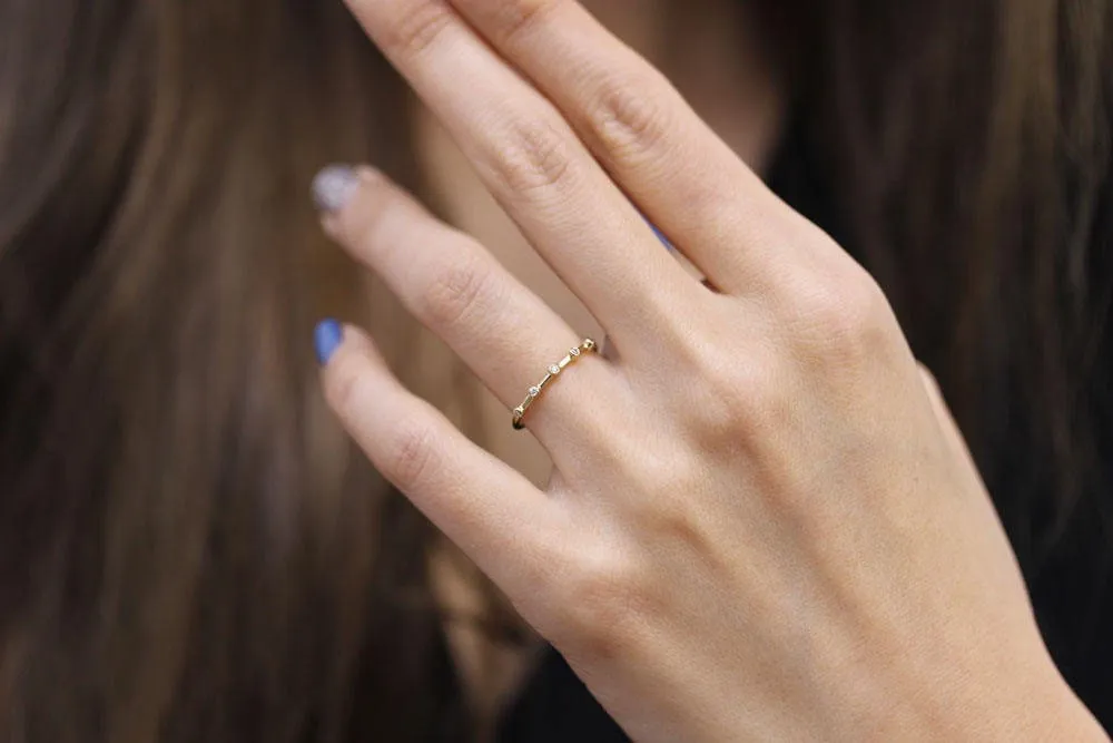 Super skinny gold ring | Thin stacking ring | Minimalist | Tiny diamond ring | Extra fine diamond ring