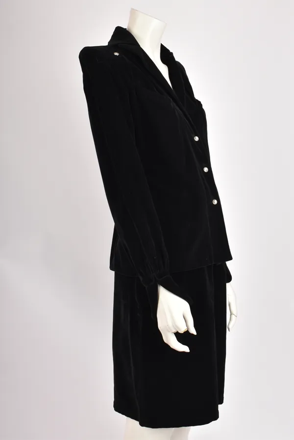 THIERRY MUGLER BLACK VELVET DIAMANTE SUIT