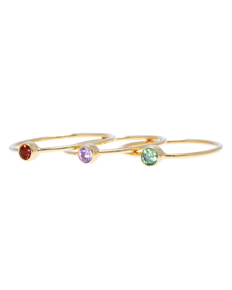 Thin Birthstone Ring Band