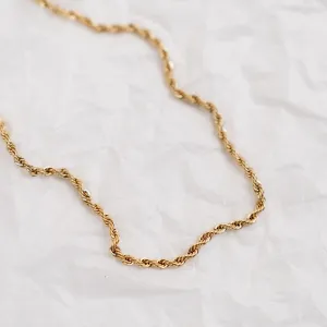 Thin Rope Chain Necklace - Gold