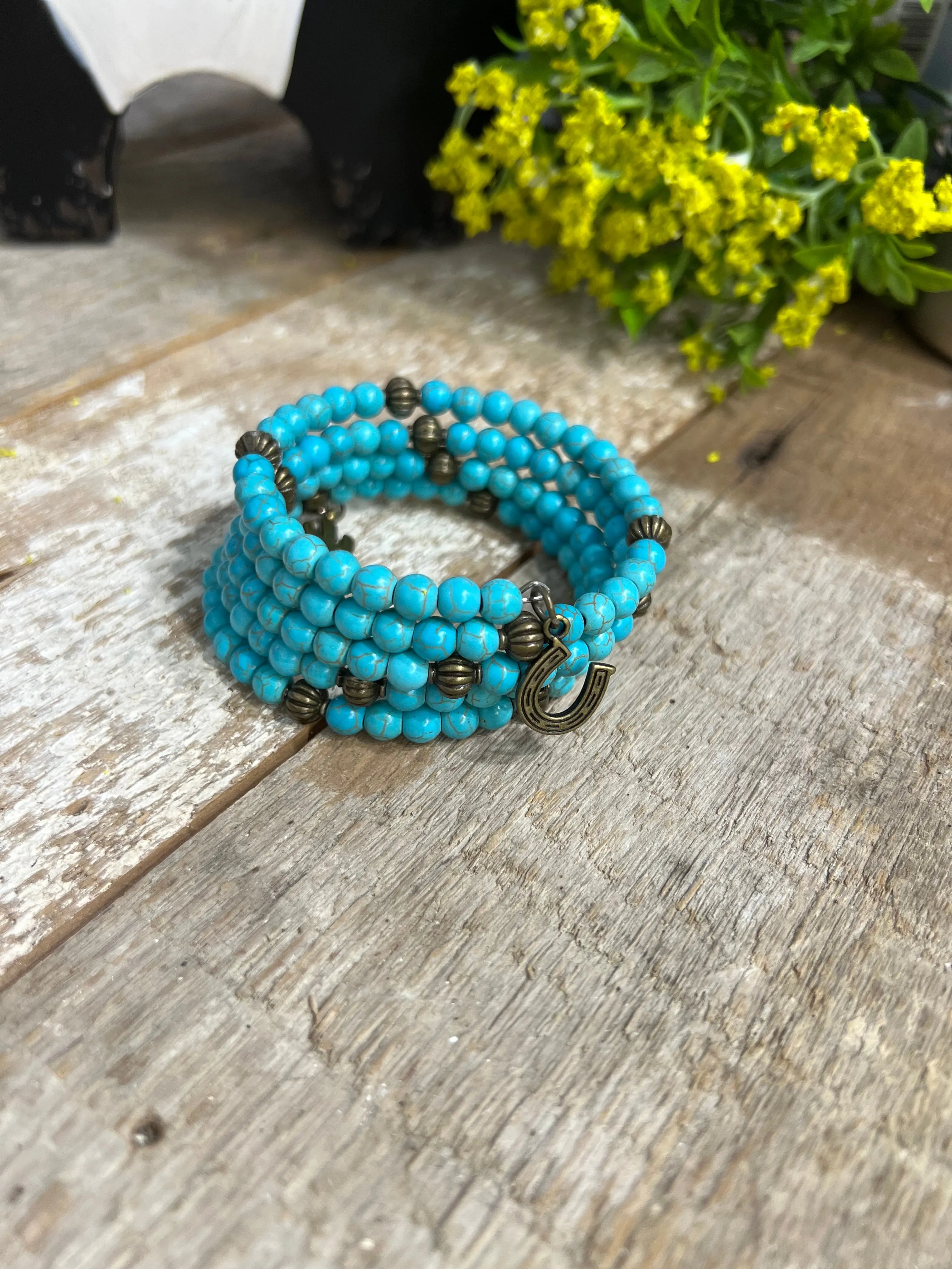 Turquoise Beaded Wrap Bracelet