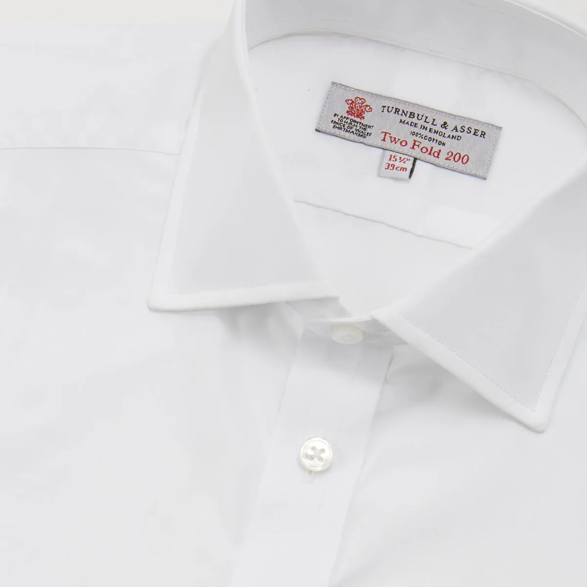 Two-Fold 200 White Cotton Shirt with Regent Collar and 3-Button Cuffs