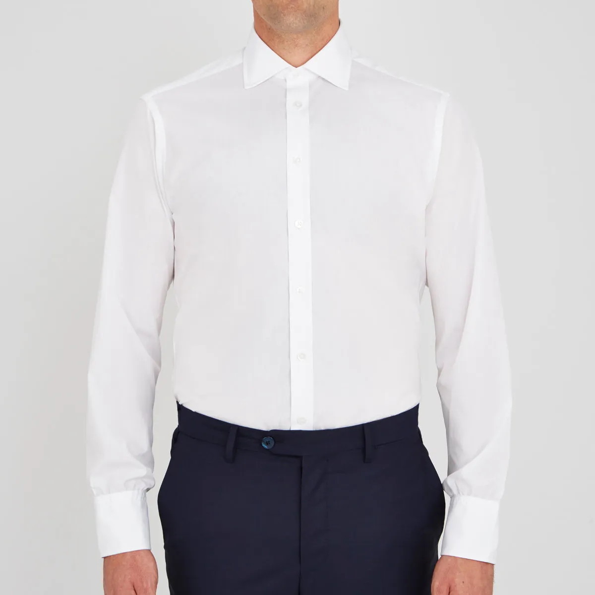 Two-Fold 200 White Cotton Shirt with Regent Collar and 3-Button Cuffs