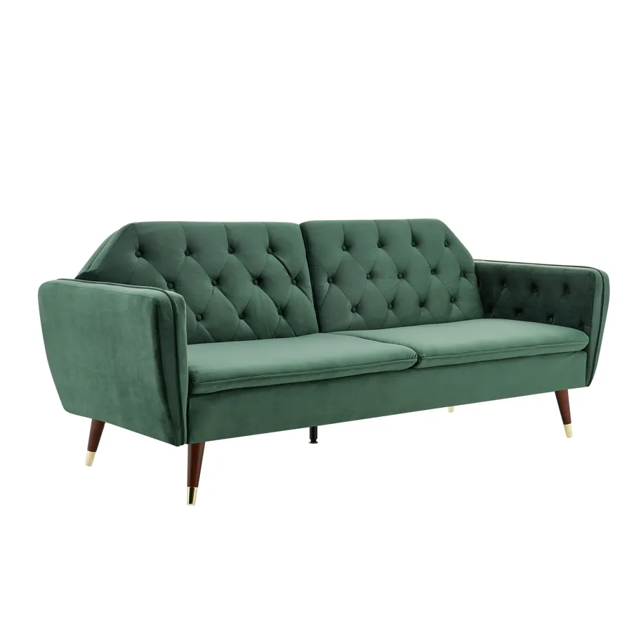 Victoria 3 Seater Velvet Click Clack Sofa Bed  - Green