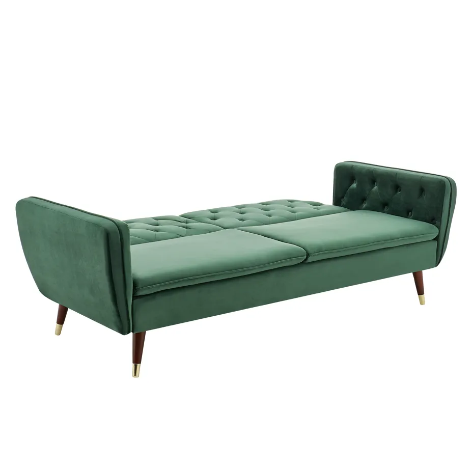 Victoria 3 Seater Velvet Click Clack Sofa Bed  - Green