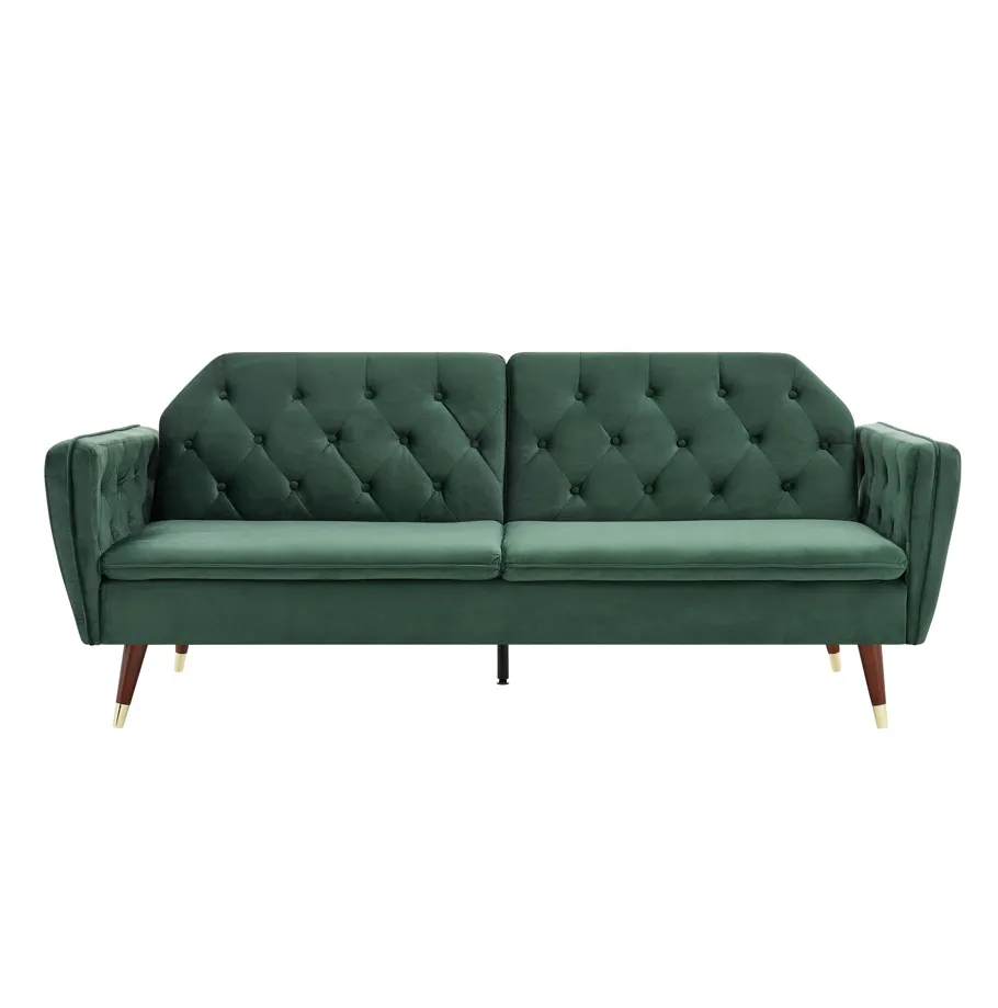 Victoria 3 Seater Velvet Click Clack Sofa Bed  - Green