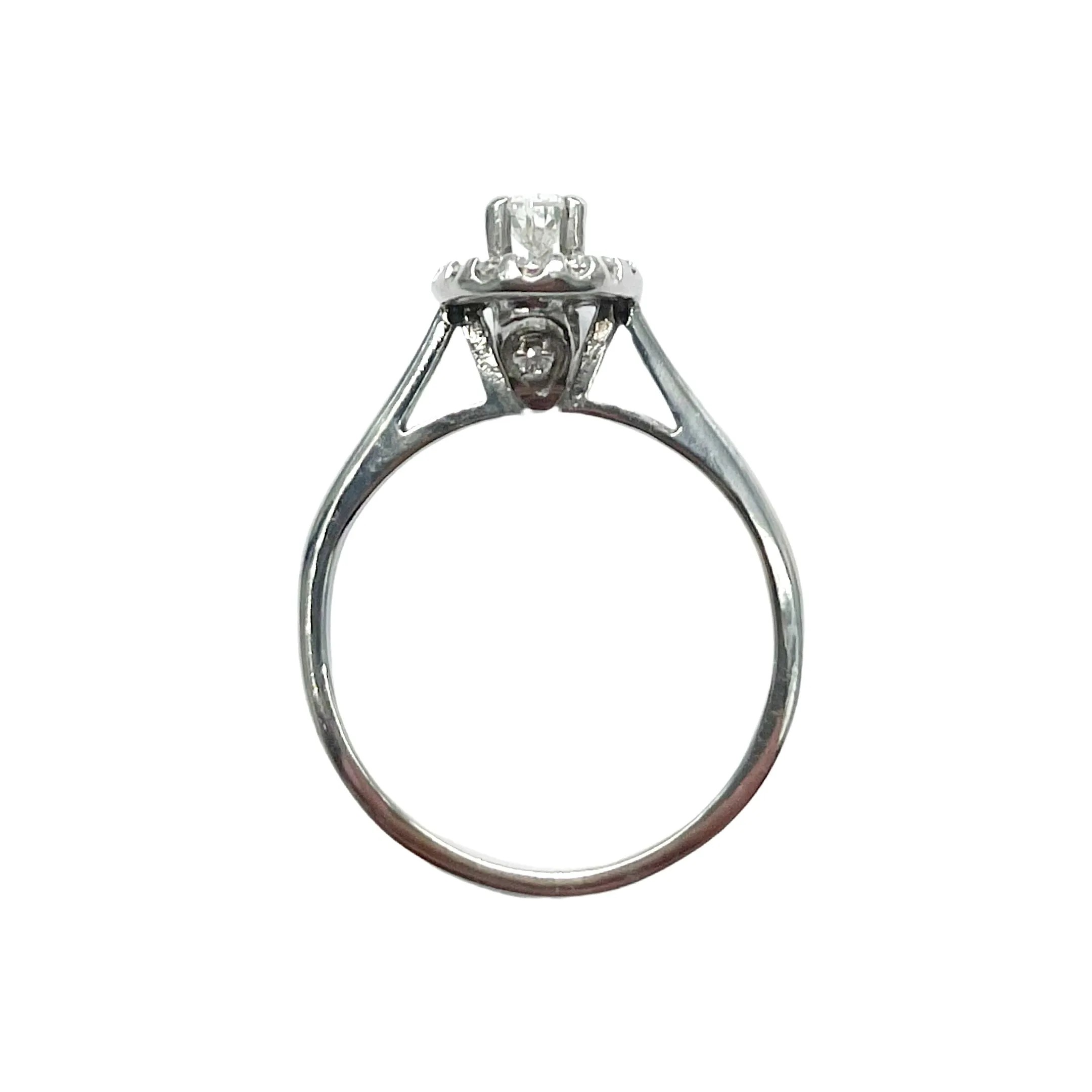 White Gold Diamond Pear Shaped Halo Ring (Authentic Pre-Owned)