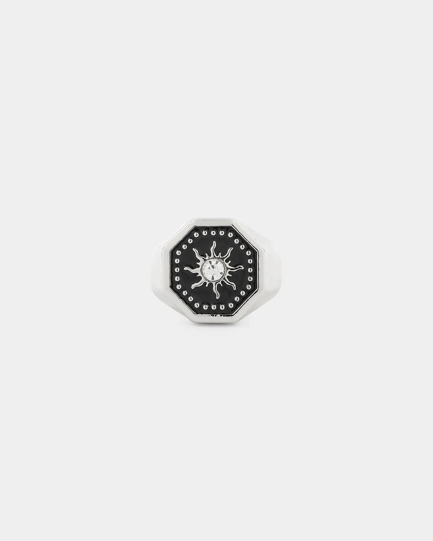 Wild For The Weekend Octagon Sun Signet Ring (Medium) Silver