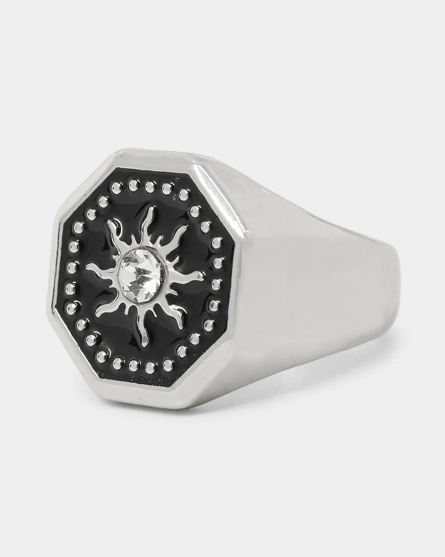 Wild For The Weekend Octagon Sun Signet Ring (Medium) Silver