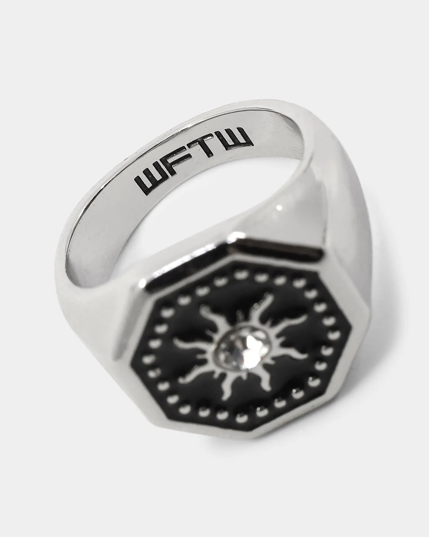 Wild For The Weekend Octagon Sun Signet Ring (Medium) Silver