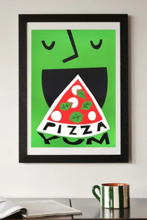 Yum Pizza By Fox & Velvet A2 Art Print With Black Wooden Frame